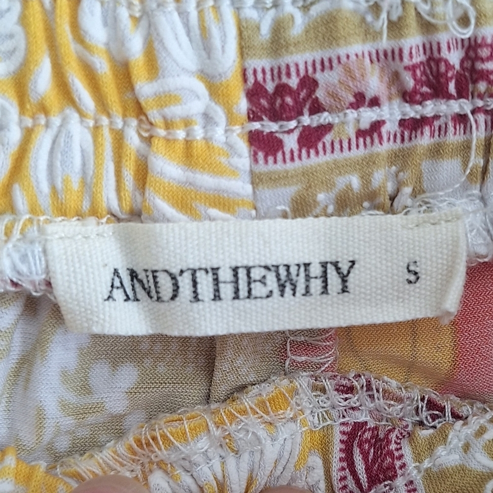 And The Why Smocking Waist Side Wide Leg Slit Printed Women's Pants Size S - Picture 9 of 11